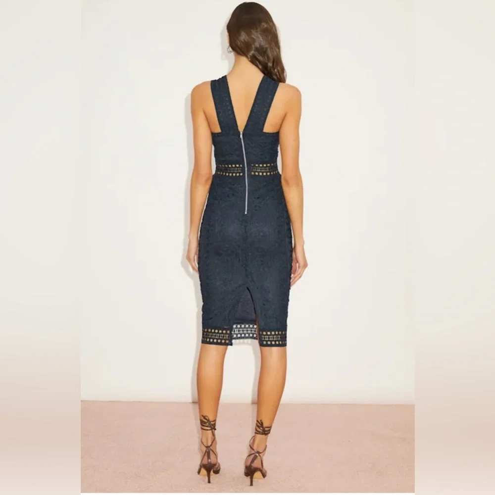 NWT Lulus Cocktail Ready Navy Blue Crochet Lace Midi Dress - Size XS - Picture 12 of 12